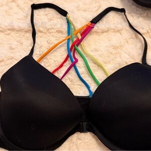 VS Black Multi-Color Strap Bra